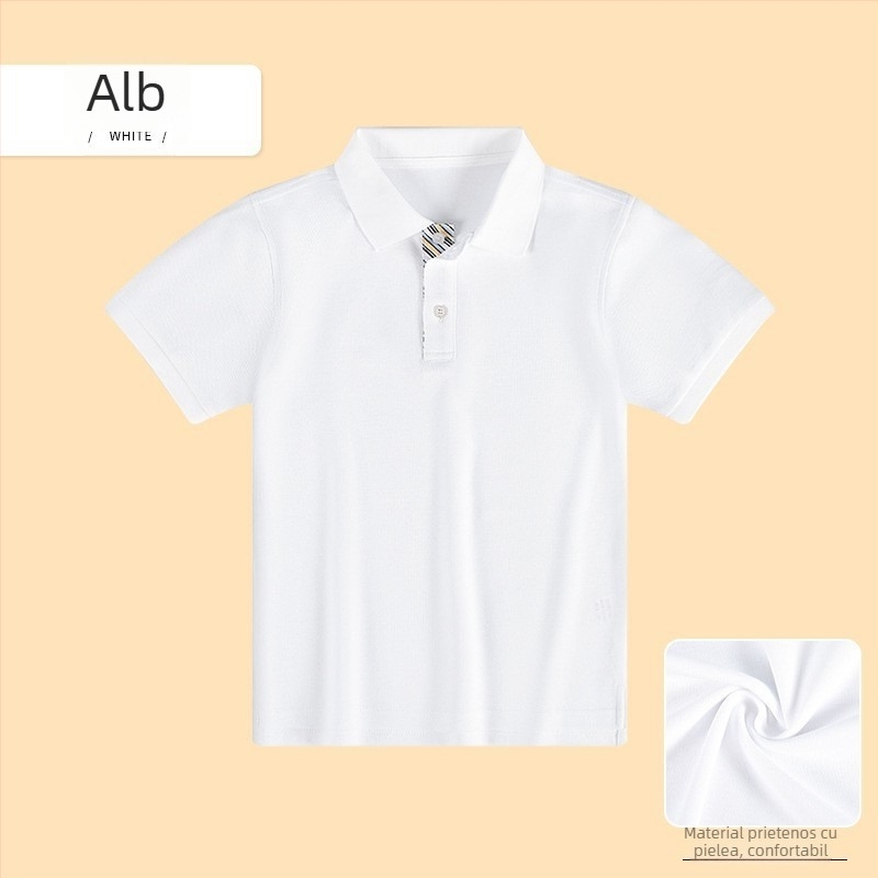 Tricou polo din bumbac pentru vară 2024, cu dungi sau uni, pentru copii peste 140 cm.
