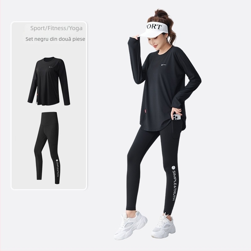 Tricou Zolandi pentru fitness și yoga, mâneci lungi, croială lejeră, material poliester-spandex, lungime 70 cm