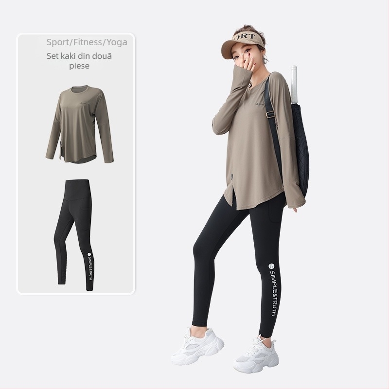 Tricou Zolandi pentru fitness și yoga, mâneci lungi, croială lejeră, material poliester-spandex, lungime 70 cm