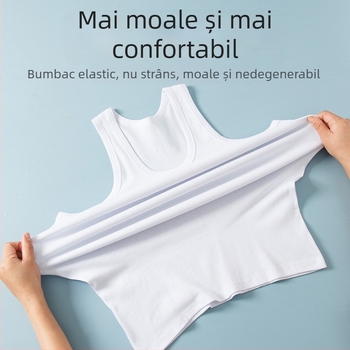Top fără mâneci pentru bărbați, tricot ribat, 100% bumbac, potrivit, respirabil.