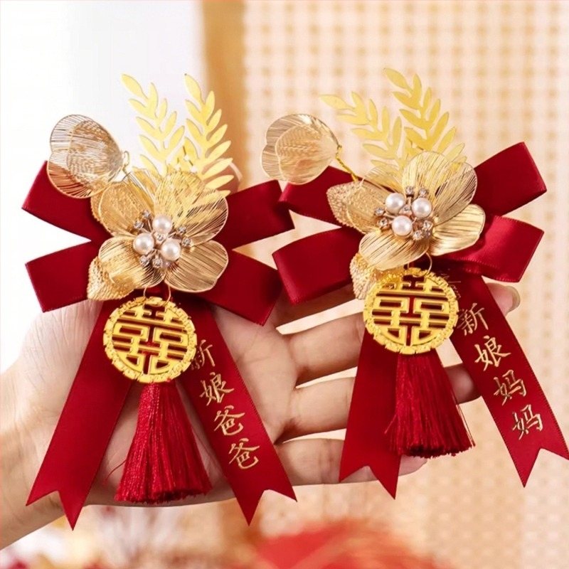 Set corsaje pentru nuntă din flori de mătase, broșe lucrate manual pentru mireasă, mire și părinți