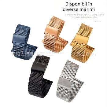 Brățară pentru ceas din oțel inoxidabil Milanese, plasă metalică, lățime 1,0 mm, eliberare rapidă