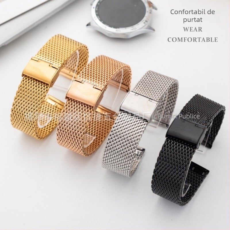 Brățară pentru ceas din oțel inoxidabil Milanese, plasă metalică, lățime 1,0 mm, eliberare rapidă