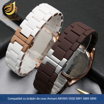 Bratara de ceas din oțel cu acoperire din cauciuc AR5889/5890/5905/5920, 20/23 mm, unisex