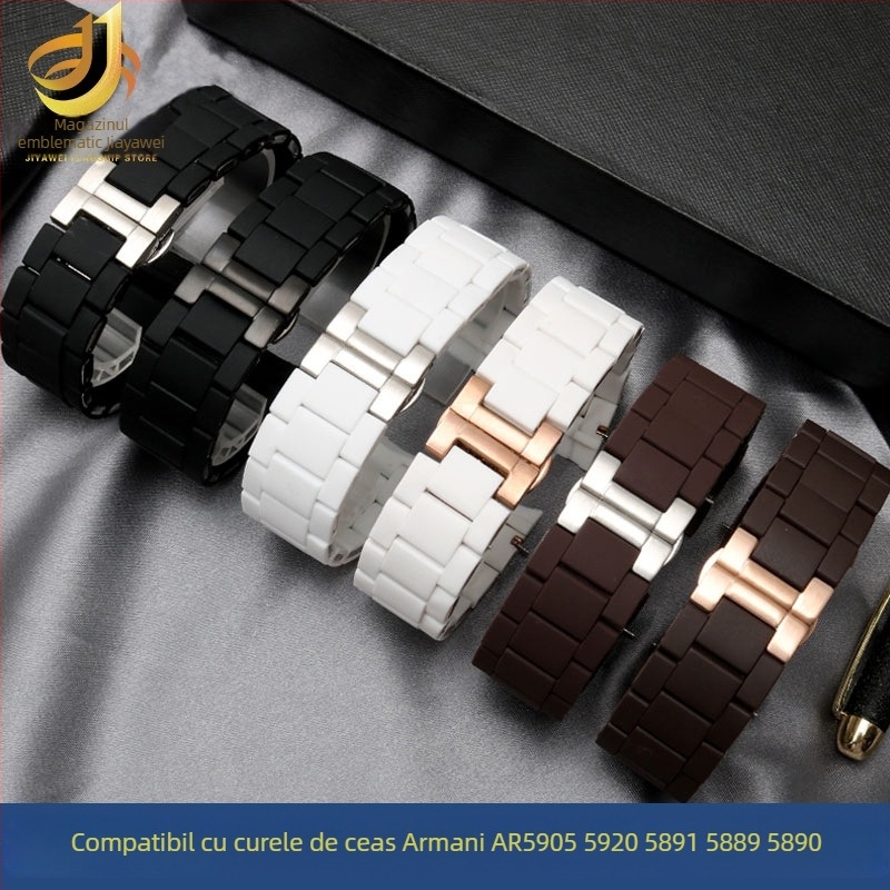 Bratara de ceas din oțel cu acoperire din cauciuc AR5889/5890/5905/5920, 20/23 mm, unisex
