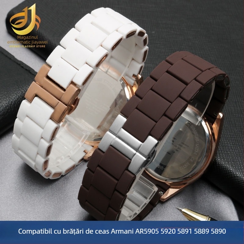 Bratara de ceas din oțel cu acoperire din cauciuc AR5889/5890/5905/5920, 20/23 mm, unisex