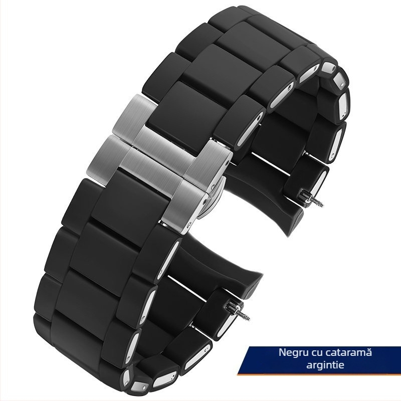 Bratara de ceas din oțel cu acoperire din cauciuc AR5889/5890/5905/5920, 20/23 mm, unisex