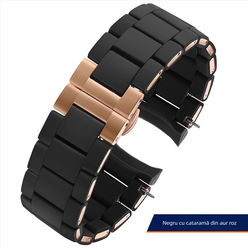 Bratara de ceas din oțel cu acoperire din cauciuc AR5889/5890/5905/5920, 20/23 mm, unisex