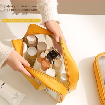 Geantă pentru toaletă – Material PVC+nylon, formă geantă de mână, multifuncțională, potrivită pentru călătorii și depozitare machiaj
