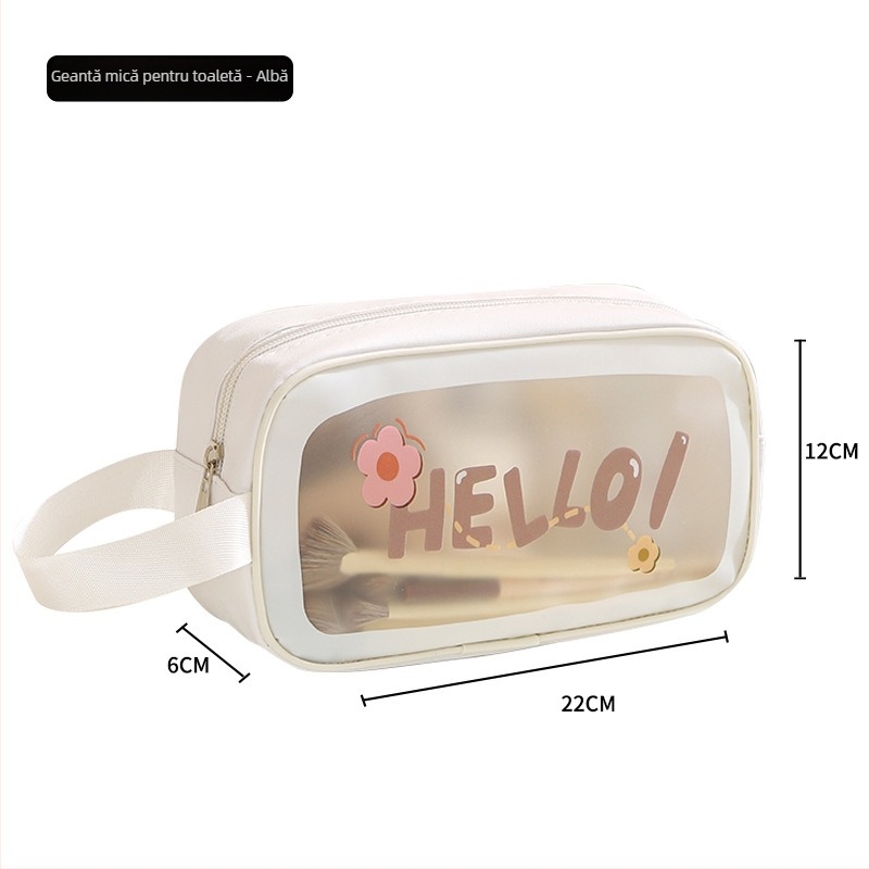 Geantă pentru toaletă – Material PVC+nylon, formă geantă de mână, multifuncțională, potrivită pentru călătorii și depozitare machiaj
