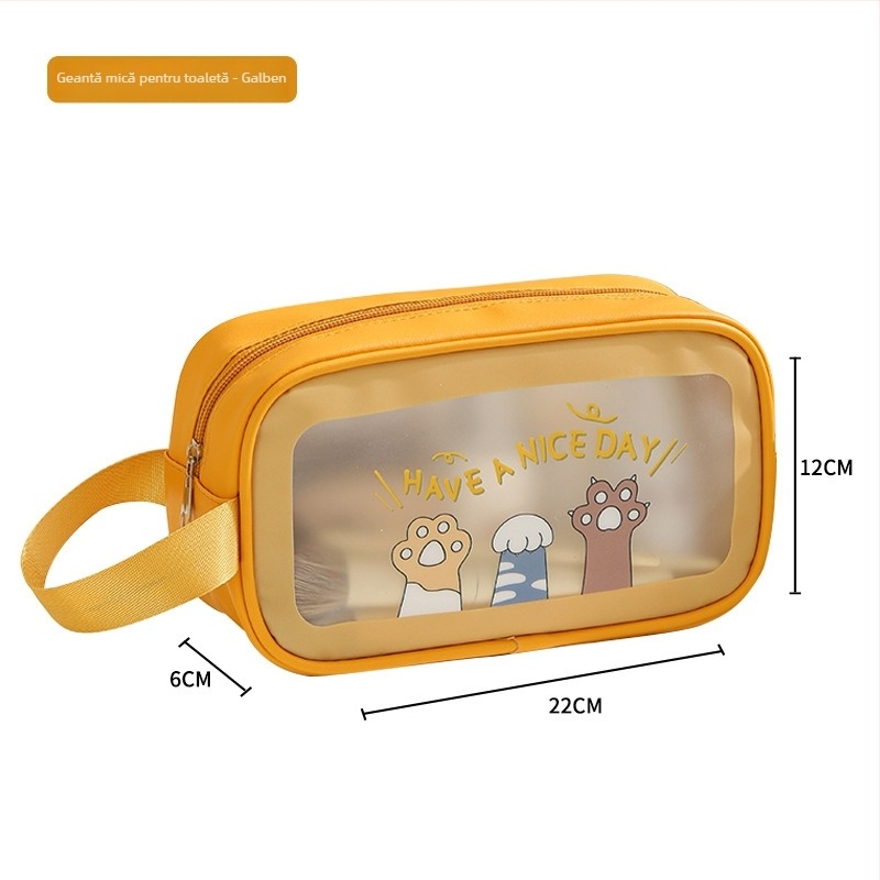 Geantă pentru toaletă – Material PVC+nylon, formă geantă de mână, multifuncțională, potrivită pentru călătorii și depozitare machiaj