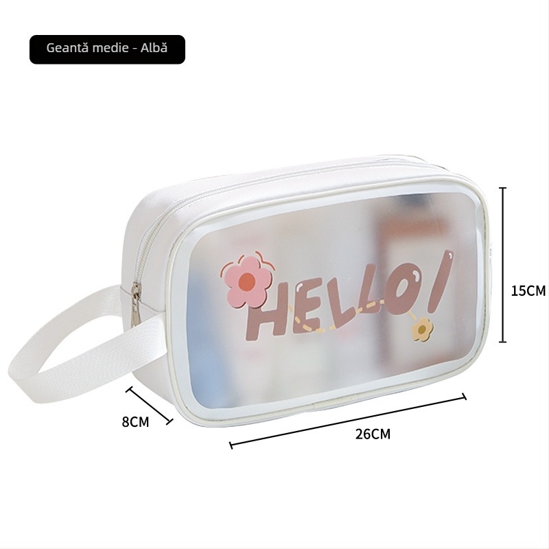 Geantă pentru toaletă – Material PVC+nylon, formă geantă de mână, multifuncțională, potrivită pentru călătorii și depozitare machiaj
