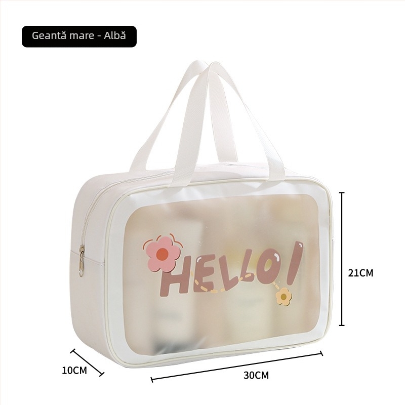 Geantă pentru toaletă – Material PVC+nylon, formă geantă de mână, multifuncțională, potrivită pentru călătorii și depozitare machiaj