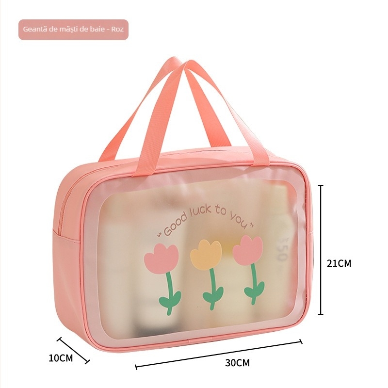 Geantă pentru toaletă – Material PVC+nylon, formă geantă de mână, multifuncțională, potrivită pentru călătorii și depozitare machiaj