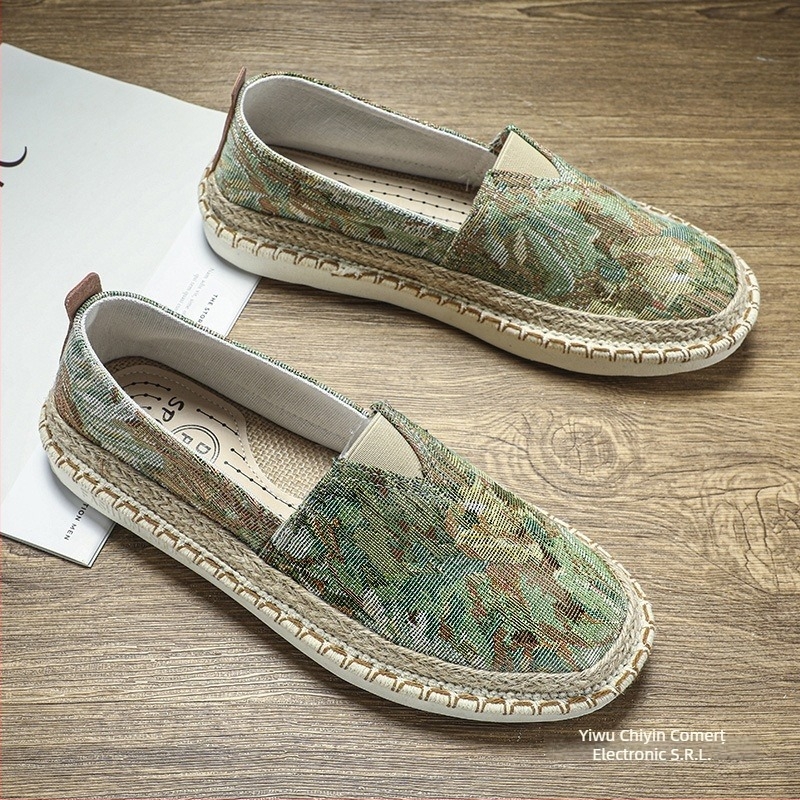 Pantofi bărbați din pânză Slip-On, respirabili, talpă din cauciuc, partea superioară din material textil, vară