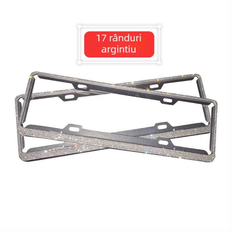 Ramă pentru plăcuța de înmatriculare a mașinii cu diamante din oțel inoxidabil – Cod produs 46210306z5681h