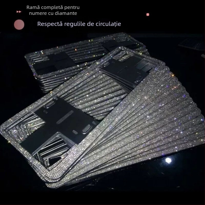 Ramă pentru plăcuța de înmatriculare a mașinii cu diamante din oțel inoxidabil – Cod produs 46210306z5681h