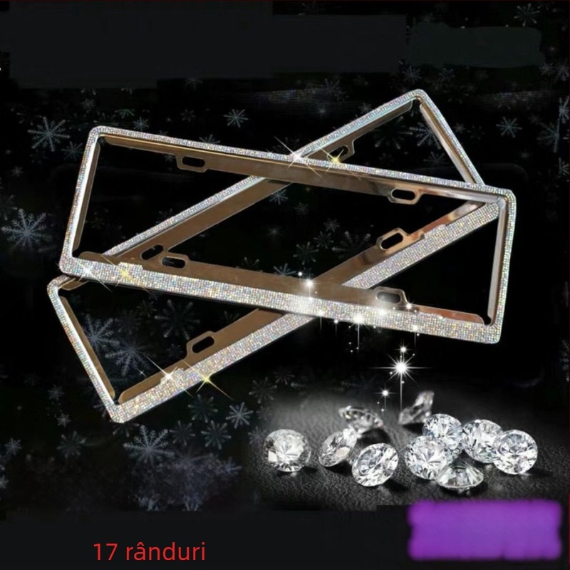 Ramă pentru plăcuța de înmatriculare a mașinii cu diamante din oțel inoxidabil – Cod produs 46210306z5681h