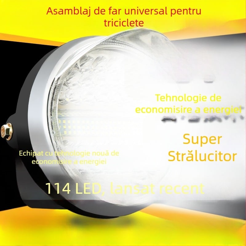 Far pentru triciclu electric – LED foarte luminos, frontal, compatibil cu 12V/48V/60V