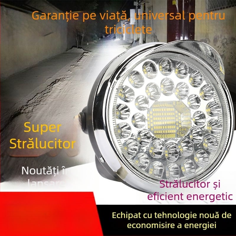 Far pentru triciclu electric – LED foarte luminos, frontal, compatibil cu 12V/48V/60V