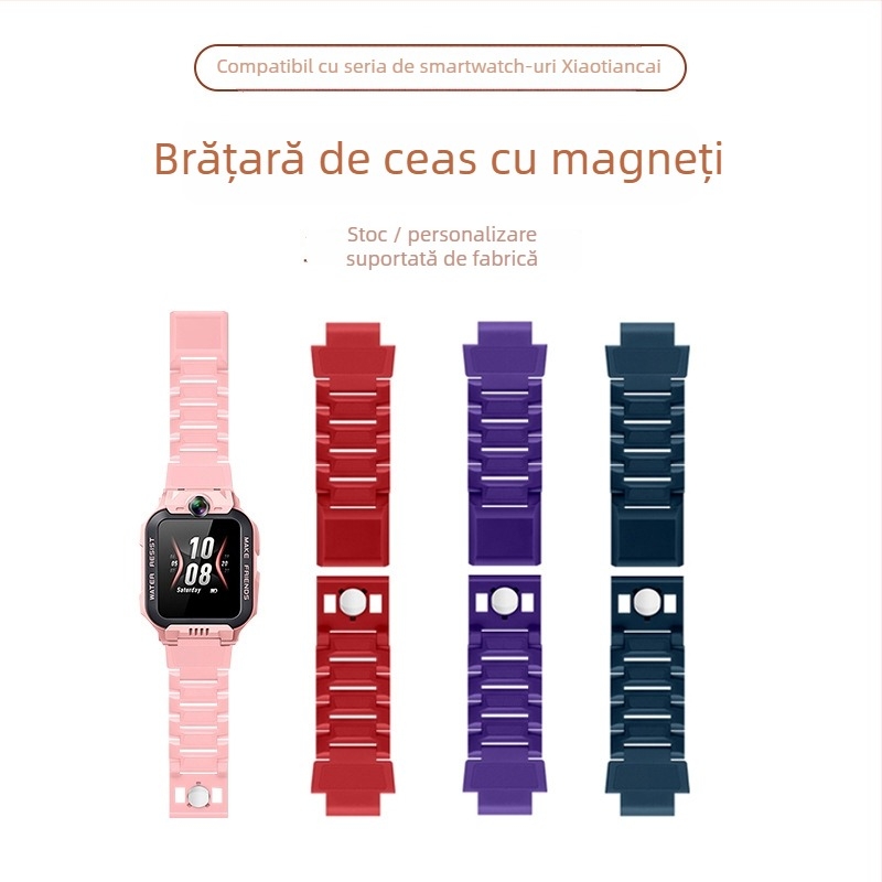 Brățară magnetică cu lanț pentru ceasuri inteligente pentru copii Little Genius, compatibilă cu D3/D2/Z6Pro/Z7/Z8/Z9/Z11, interfață 15 mm, material plastic, greutate 30 g.