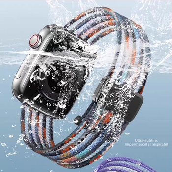 Brățară magnetică din nylon pentru Apple Watch S9, compatibilă cu S8/S7/S6, țesătură din nylon respirabil, interfață 20/22 mm