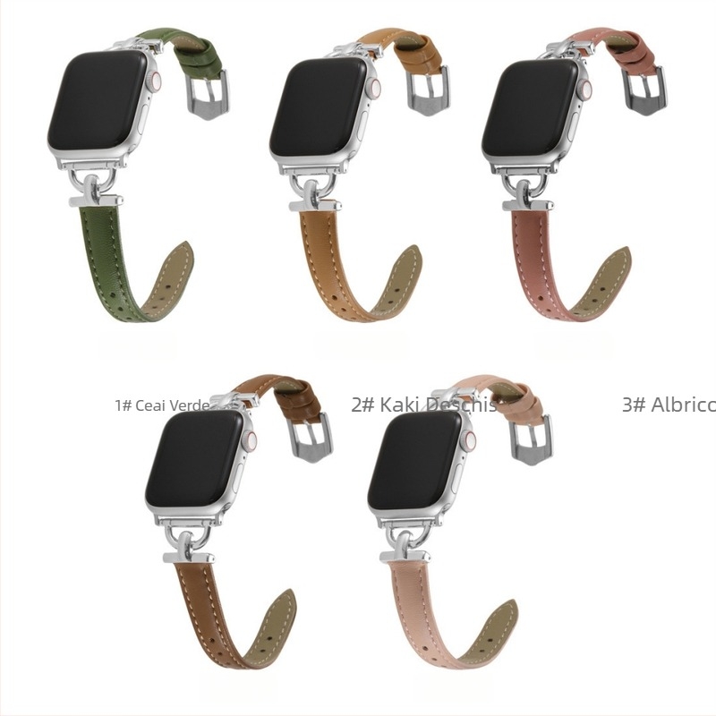 Brățară din piele pentru Apple Watch SE, cu cataramă în formă de D, elegantă pentru femei