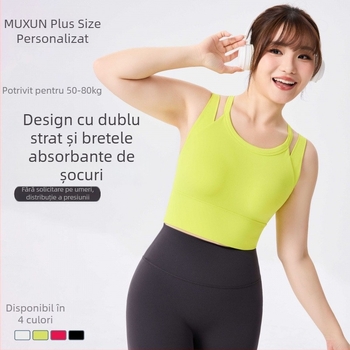 Sutien de yoga cupe fixe, design la spate elegant, croială strânsă; Material: Nylon 79% + Spandex 21%; Țesătură: amestec fibre chimice; Lungime: 40.5–41.7 cm