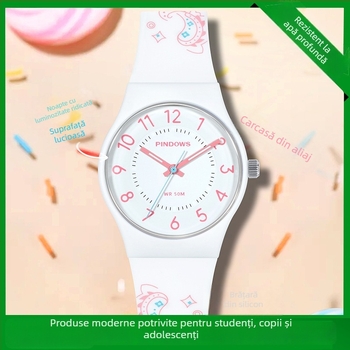 Ceas sport pentru elevi, model PDS-2108, cu cadran imprimat, mișcare cuarț, curea PU, rezistență la apă 50m