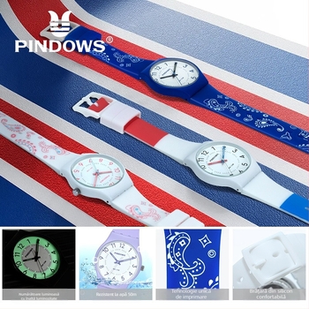 Ceas sport pentru elevi, model PDS-2108, cu cadran imprimat, mișcare cuarț, curea PU, rezistență la apă 50m