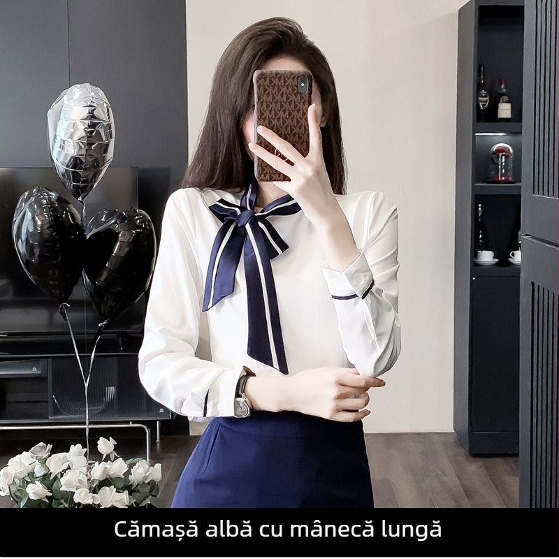 Set uniformă OL: bluză cu fustă scurtă, mâneci regulate, croială OL commuter, poliester 30-50% amestec, primăvara 2024