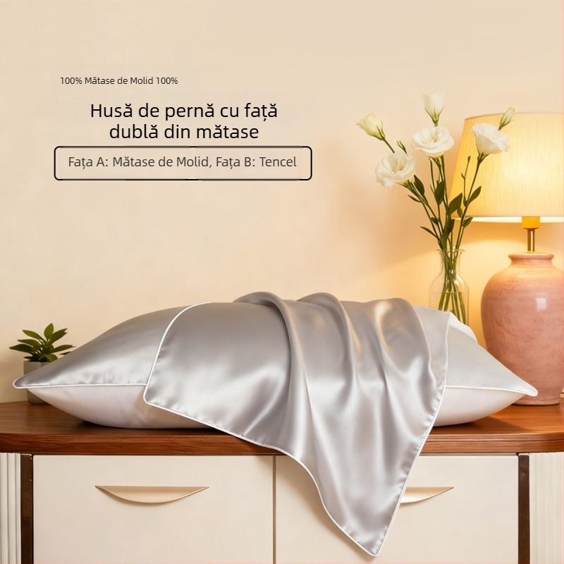 Fețe de pernă din mătase Mulberry, 100% mătase, țesătură satin, 120 fire/inci, vopsire reactive