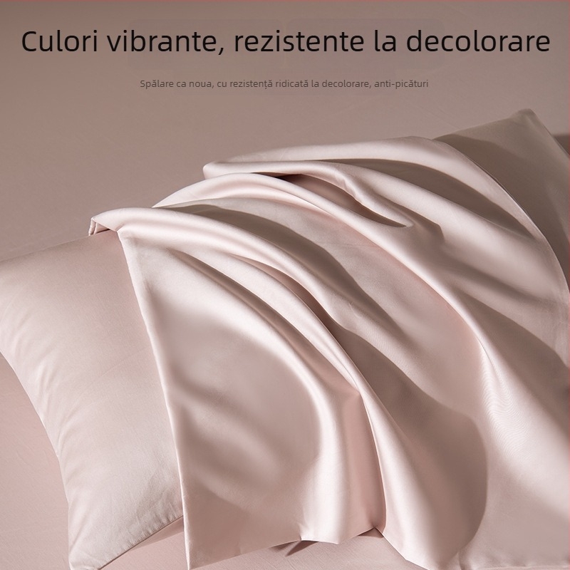 Cearșaf cu elastic din bumbac cu fibre lungi, țesătură twill, vopsire reactivă, 120 fire, model solid