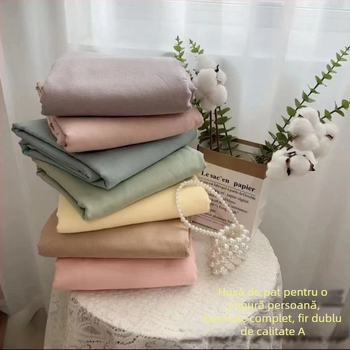 Lenjerie de pat cu elastic, din bumbac 100%, model solid, imprimare și vopsire reactive, densitatea țesăturii 133x72