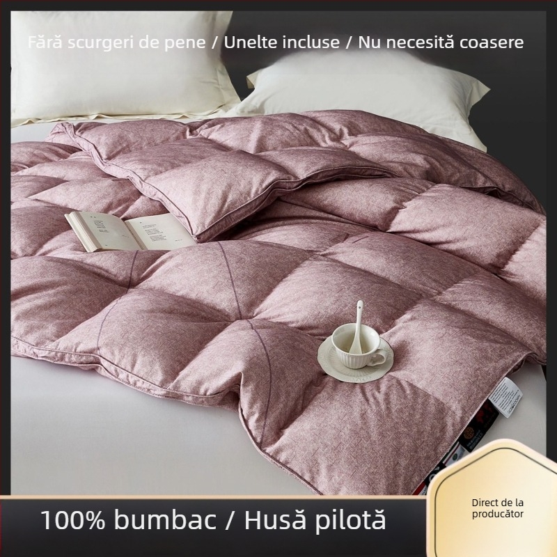 Husă de pilotă din bumbac dublu strat, cu inserție de pilotă auto-umplere și umplutură anti-piling
