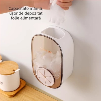 Cutie de depozitare folie montată pe perete, material PS, capacitate 2 L, protecție împotriva prafului, design modern minimalist