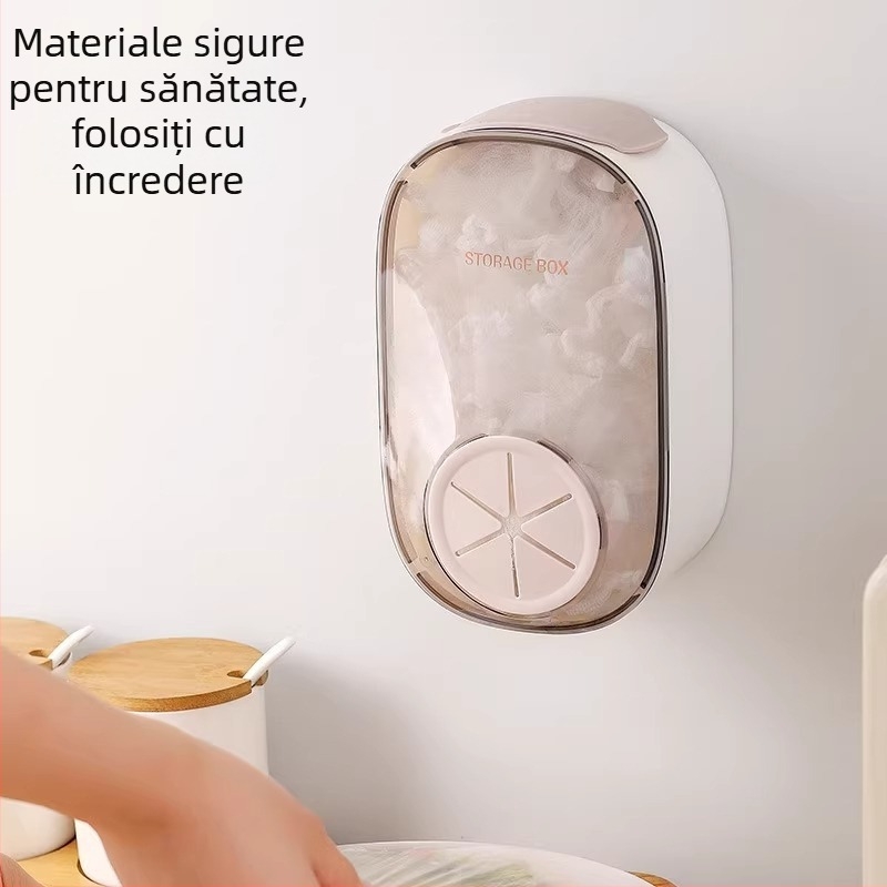 Cutie de depozitare folie montată pe perete, material PS, capacitate 2 L, protecție împotriva prafului, design modern minimalist