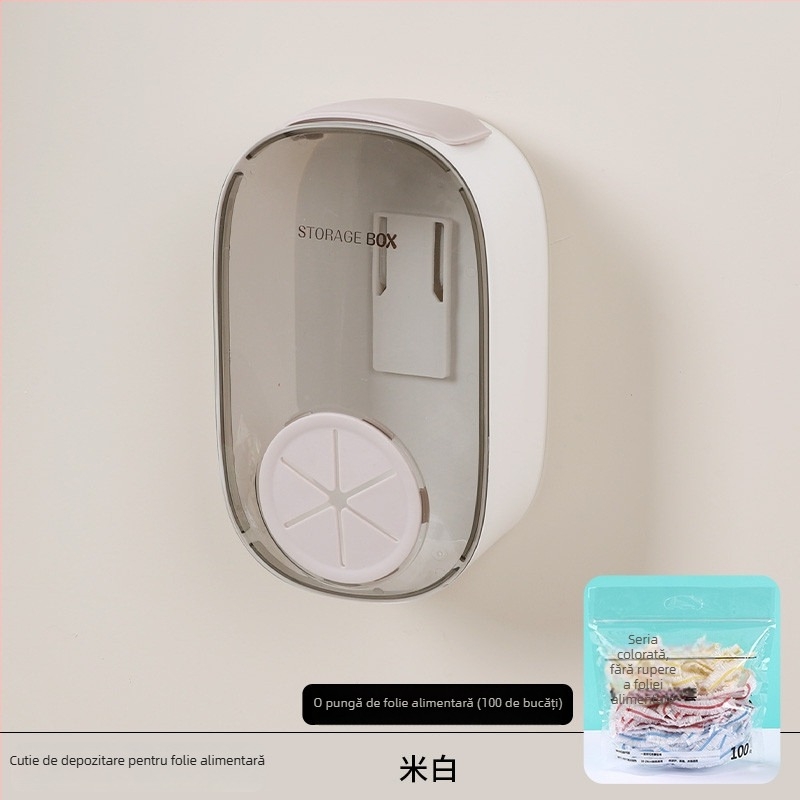 Cutie de depozitare folie montată pe perete, material PS, capacitate 2 L, protecție împotriva prafului, design modern minimalist