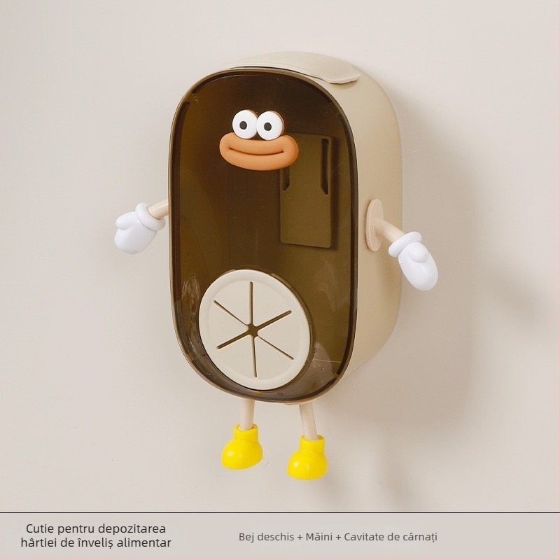 Cutie de depozitare folie montată pe perete, material PS, capacitate 2 L, protecție împotriva prafului, design modern minimalist