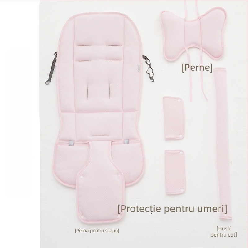 Perne pentru scaunul de la cărucior – All-Season, reversibilă, protecție frontală; Materiale: bumbac pur + fir de mătase + ice silk; Pentru 0–1 ani; Personalizabilă