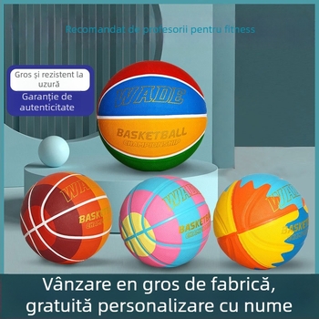 Mingea de baschet din cauciuc pentru antrenament, cu imprimare logo și personalizare, potrivită pentru baschet, fotbal și volei