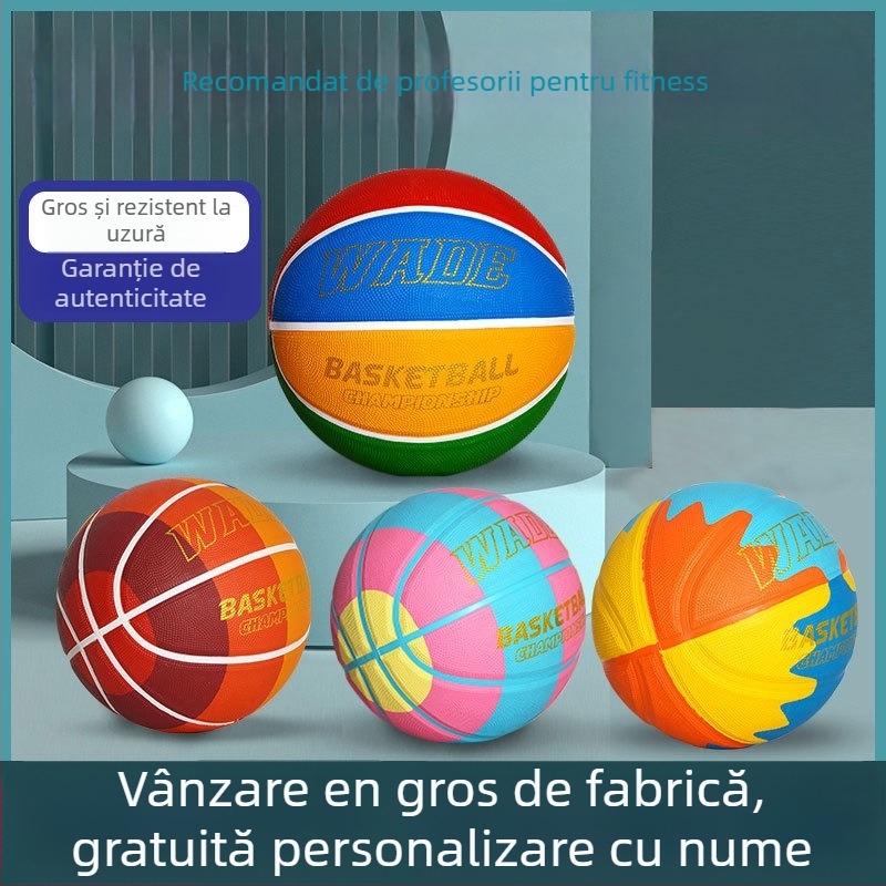 Mingea de baschet din cauciuc pentru antrenament, cu imprimare logo și personalizare, potrivită pentru baschet, fotbal și volei