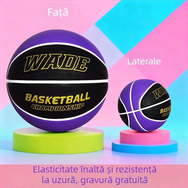 Mingea de baschet din cauciuc pentru antrenament, cu imprimare logo și personalizare, potrivită pentru baschet, fotbal și volei