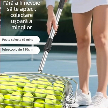 Colector de mingi de tenis ușor, telescopic, cu cilindru de colectare