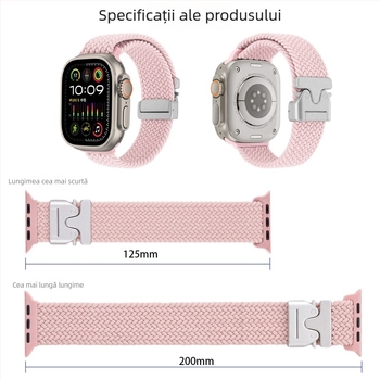 Brățară de ceas împletită din nylon cu cataramă parașută pentru Apple Watch Ultra 2 (Stil sport, 22 g, compatibil cu Apple Watch Ultra 2)