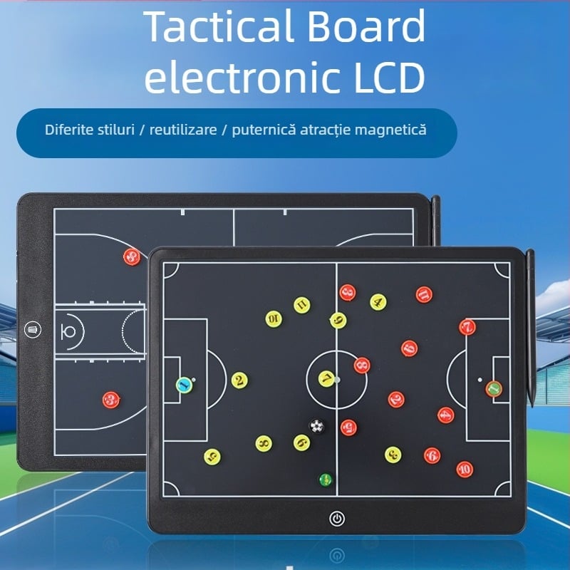 Tablă tactică pentru fotbal – tablă magnetică electronică pentru antrenor, material Qita, set de 20 bucăți, tablă scoruri/înlocuire/tactică