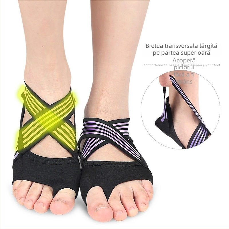Pantofi de fitness interior pentru yoga, cu cinci degete și vârf deschis, talpă antiderapantă din cauciuc, partea superioară din piele sintetică