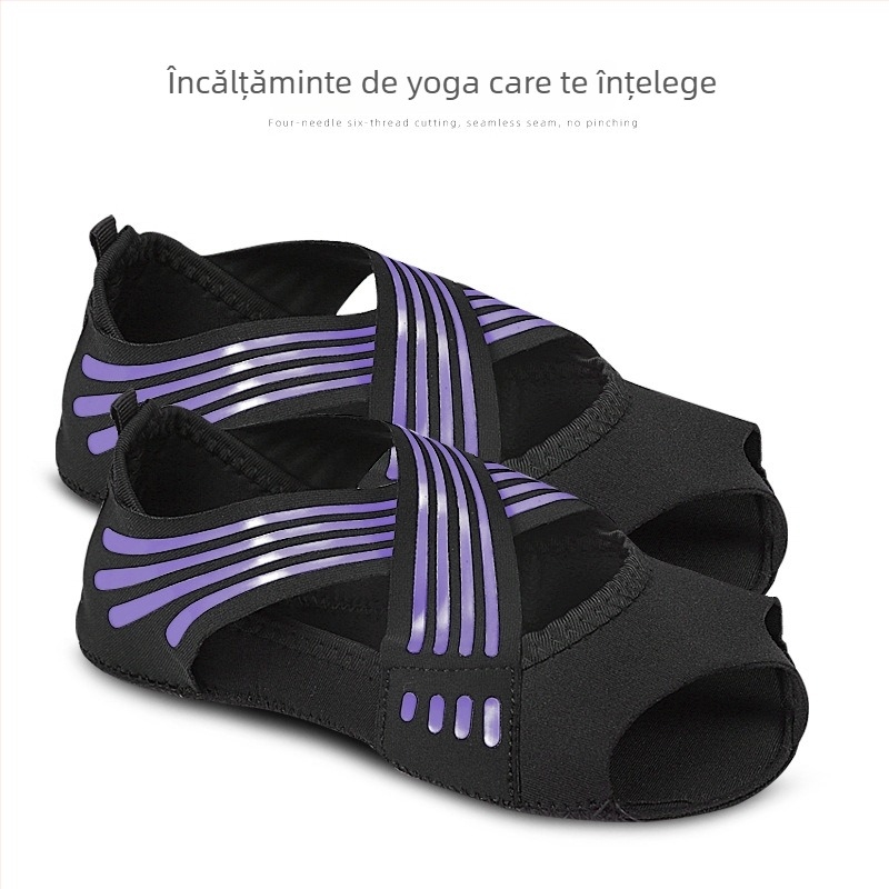 Pantofi de fitness interior pentru yoga, cu cinci degete și vârf deschis, talpă antiderapantă din cauciuc, partea superioară din piele sintetică