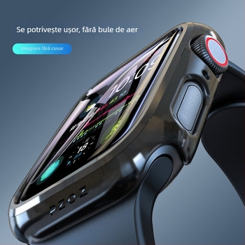 Carcasă de protecție pentru smartwatch iWatch S10 cu folie de protecție a ecranului din sticlă temperată — Material PC, design 2-in-1, protecție 360°