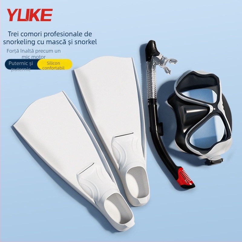 Set din silicon pentru înot: aripioare de scufundare și mască de snorkel – pentru adulți și copii – marca Yuke